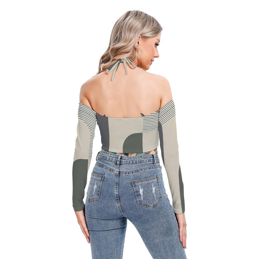 All-Over Print Women's Halter Lace-up Top