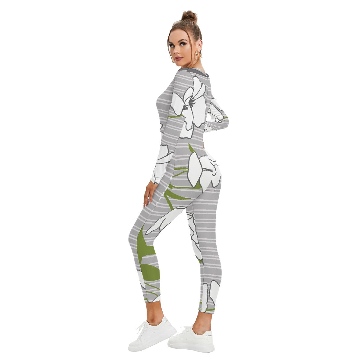 All-Over Print Women's Plunging Neck Jumpsuit