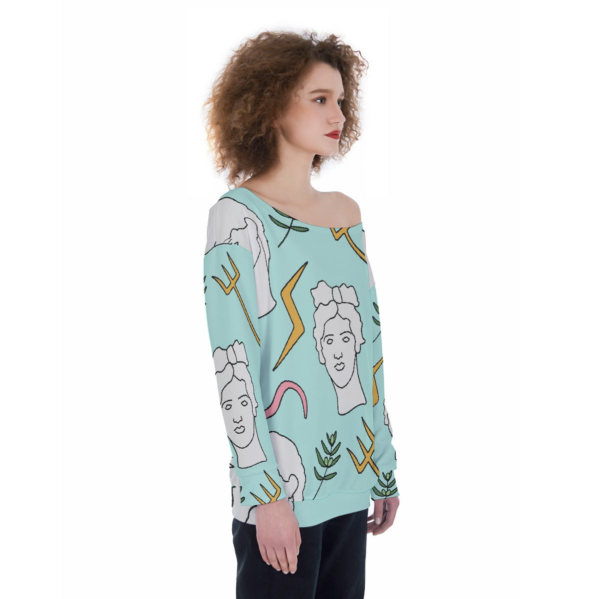 All-Over Print Oversized Women's Off-Shoulder Sweatshirt