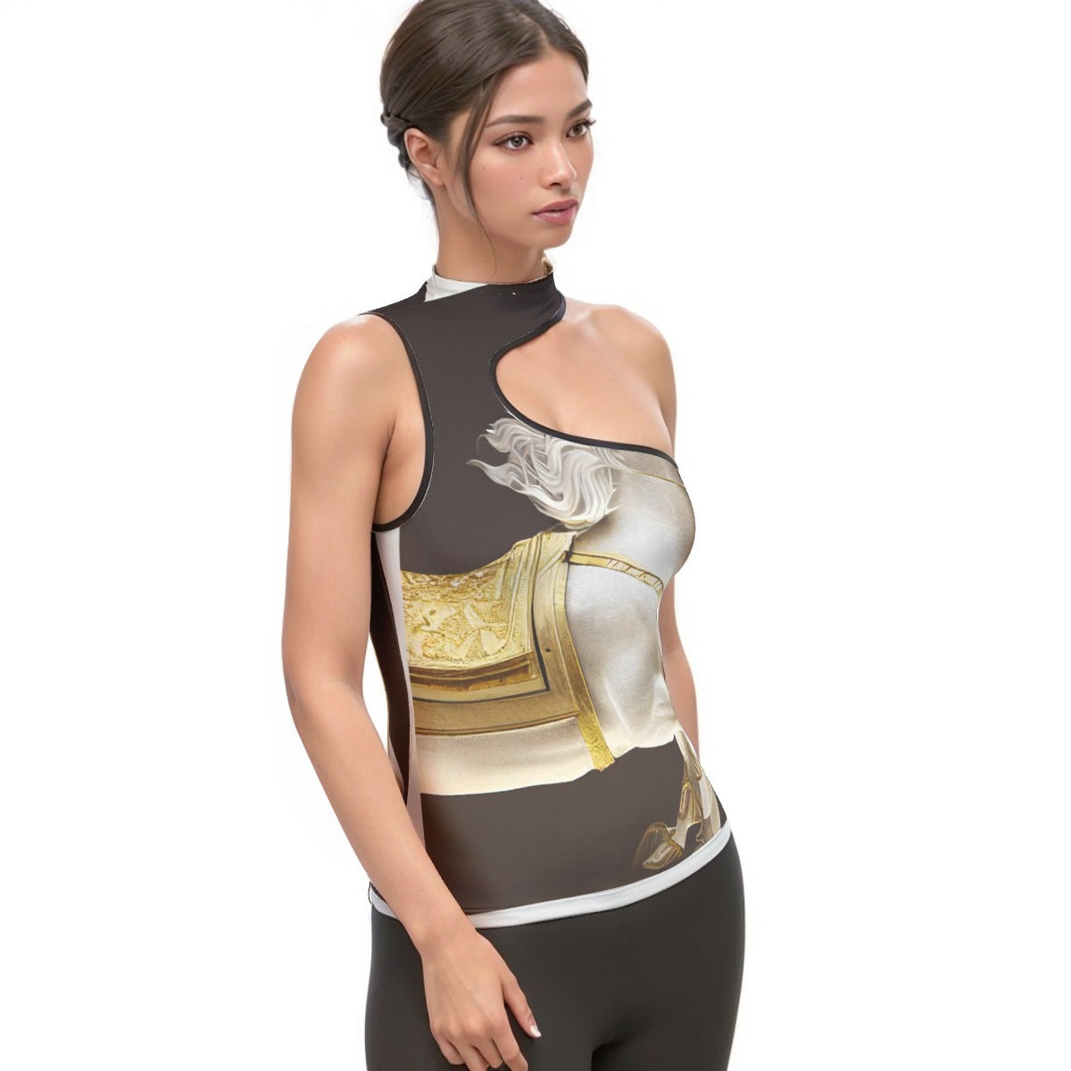 All-Over Print Women's Halter Sleeveless Asymmetrical Tank Top