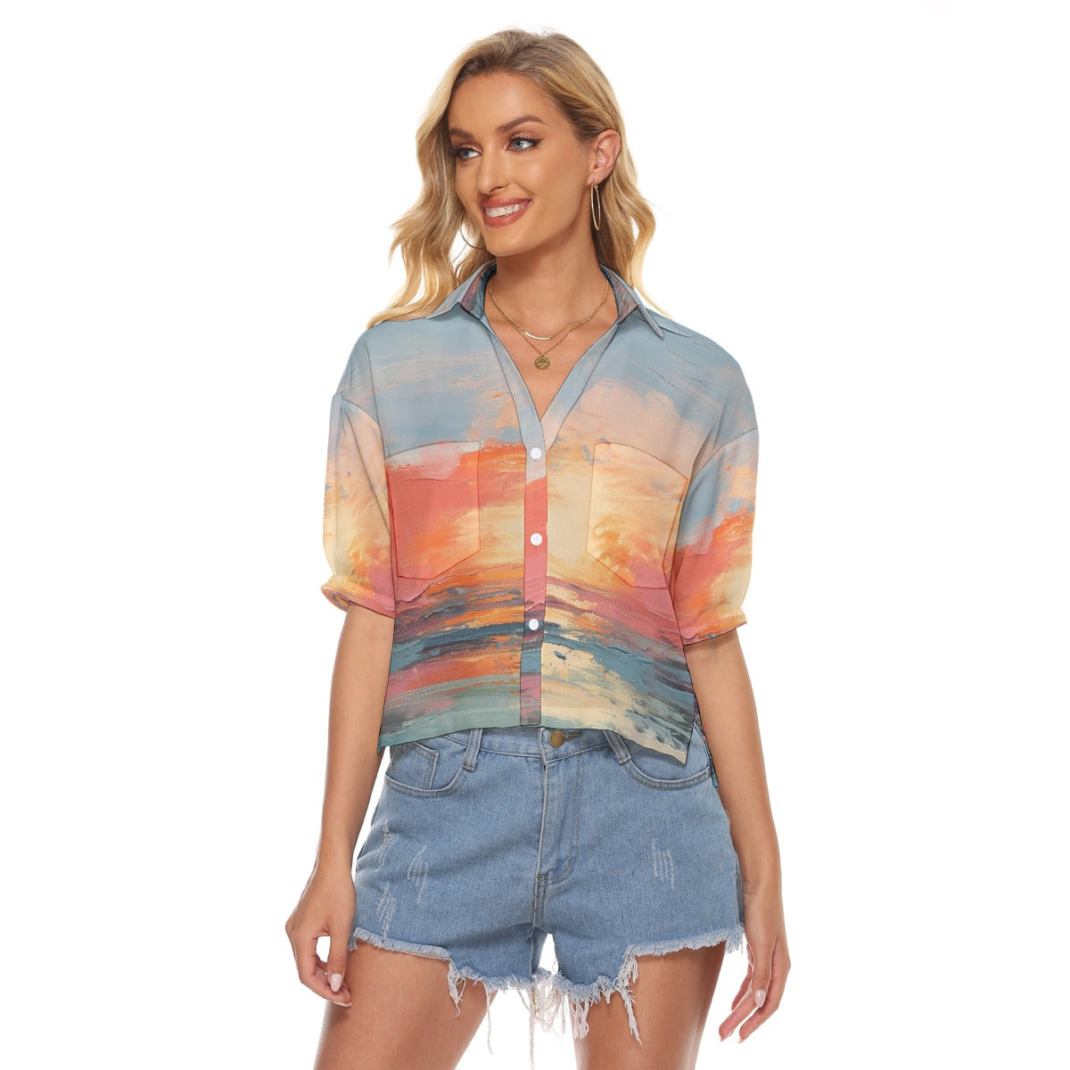 All-Over Print Women's V-neck Shirts