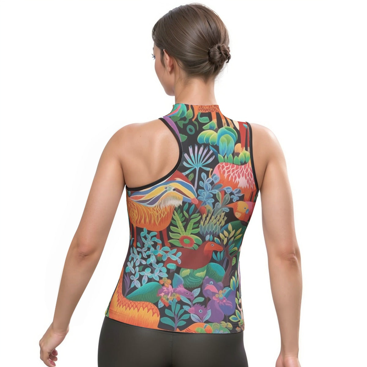 All-Over Print Women's Halter Sleeveless Asymmetrical Tank Top