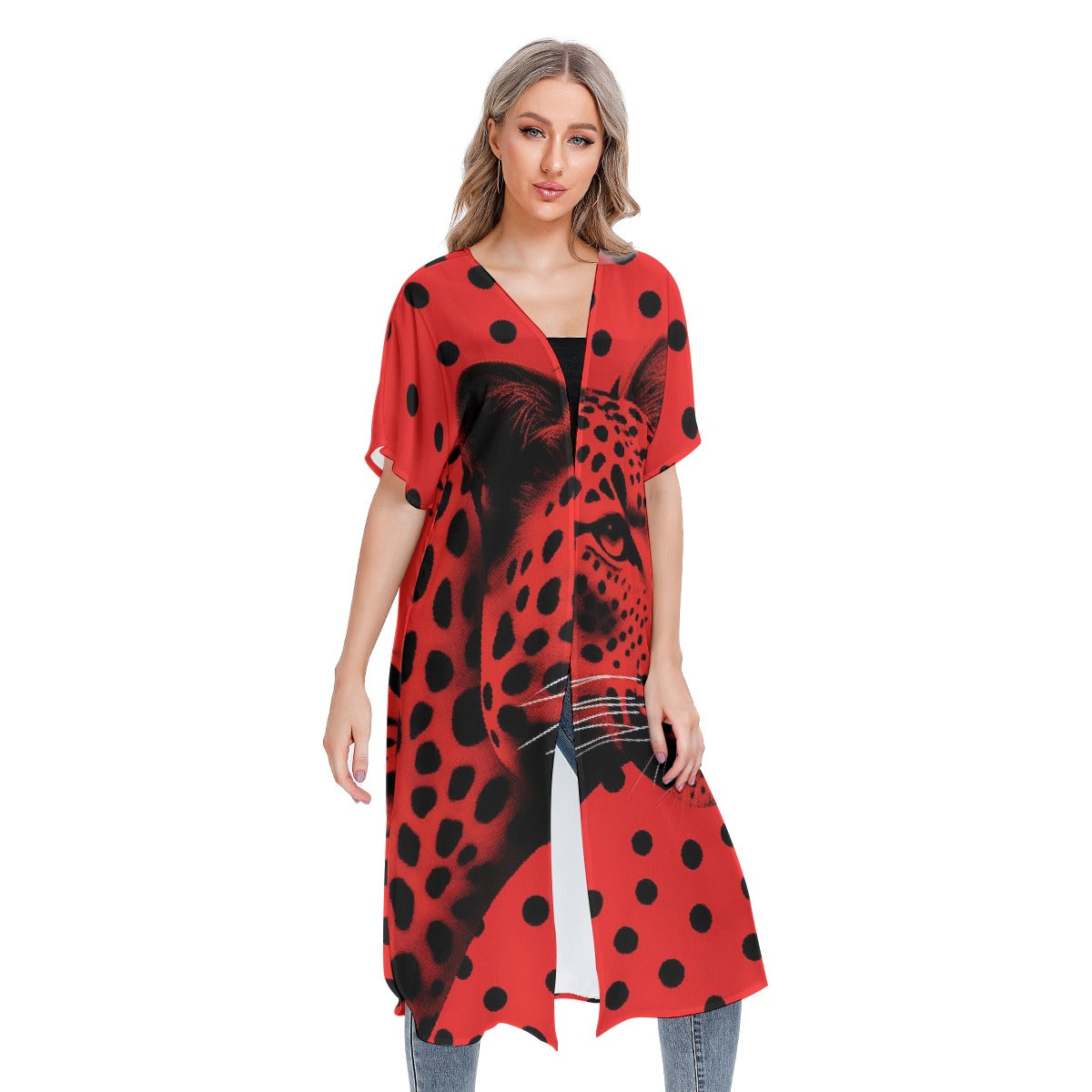 All-Over Print Women's Short Sleeve Cardigan