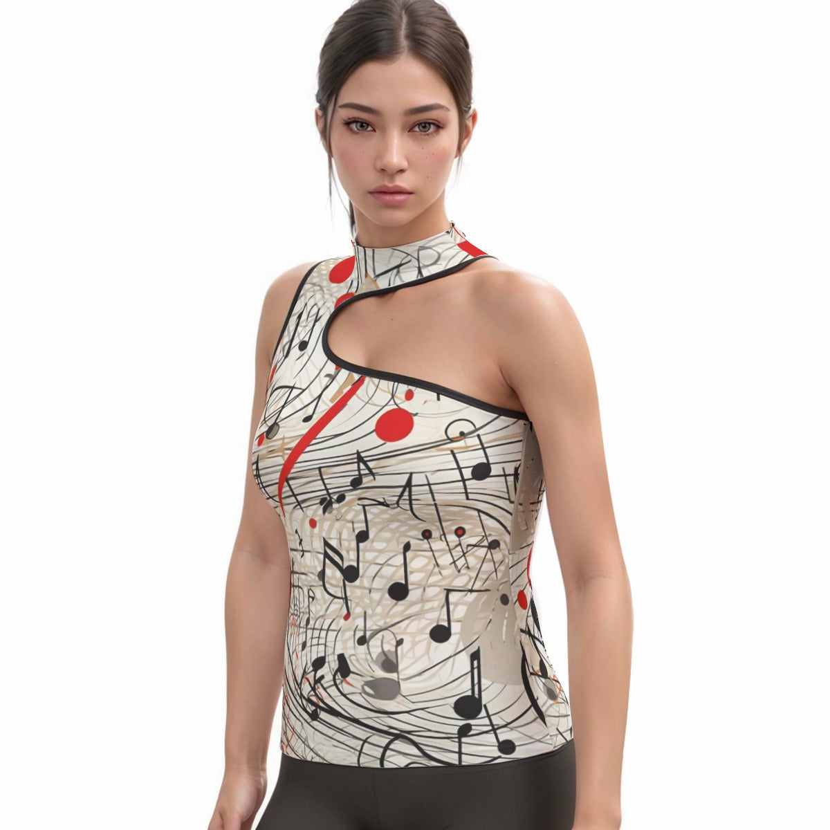 All-Over Print Women's Halter Sleeveless Asymmetrical Tank Top
