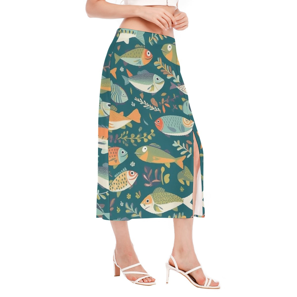 All-Over Print Women's High Slit Long Skirt