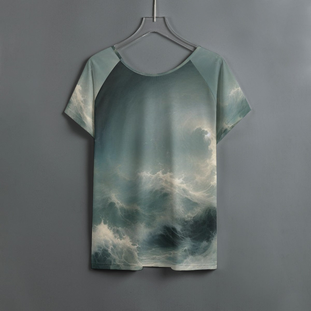 All-Over Print Women's Round Neck T-shirt With Raglan Sleeve