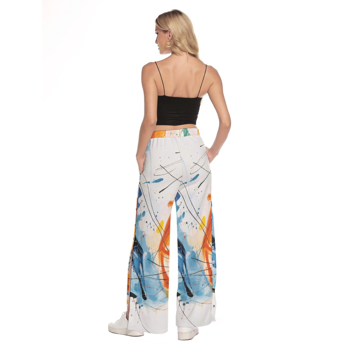 All-Over Print Women's Side Slit Snap Button Trousers