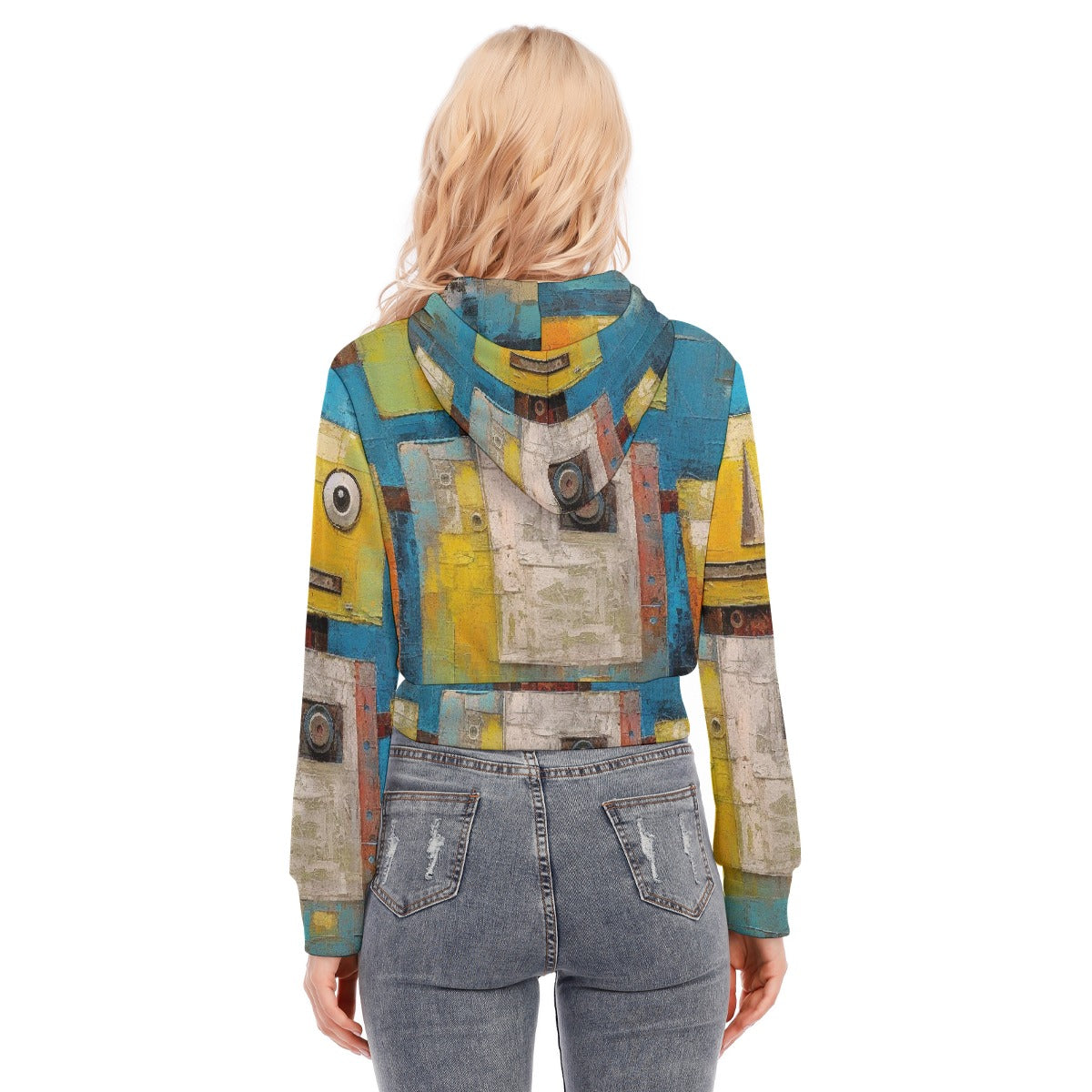All-Over Print Women's Crop Top Hoodie With Zipper Closure