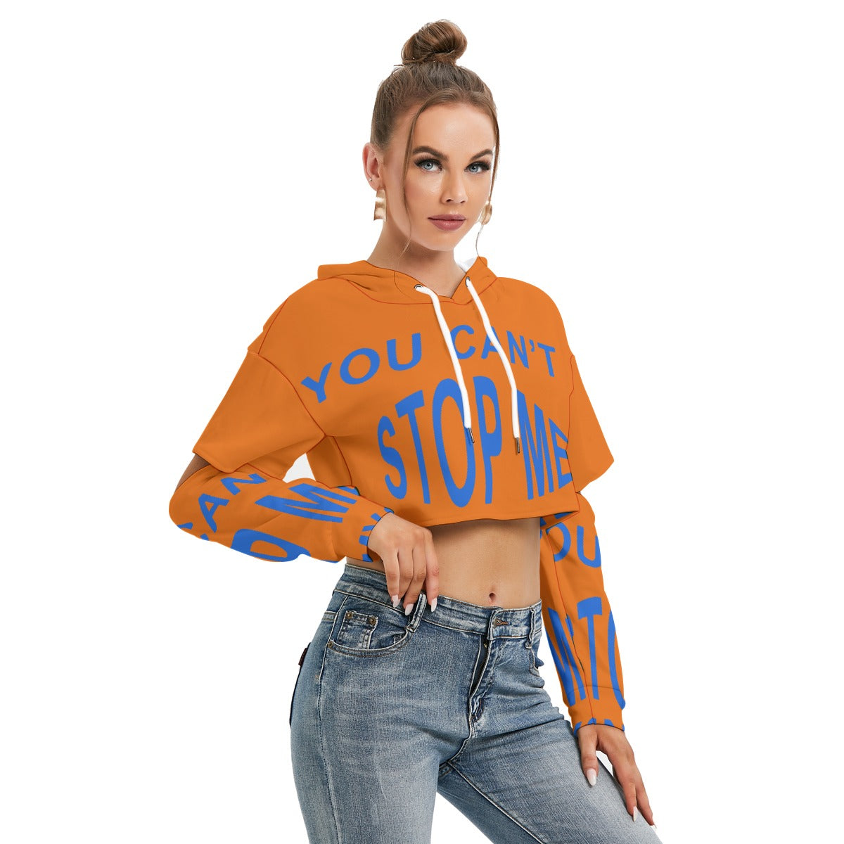 All-Over Print Women's Heavy Fleece Hoodie With Hollow Out Sleeve