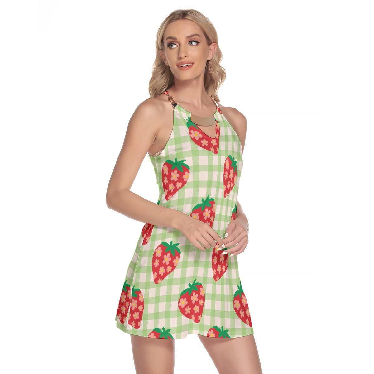 All-Over Print Women's Round Neck Above Knee Dress