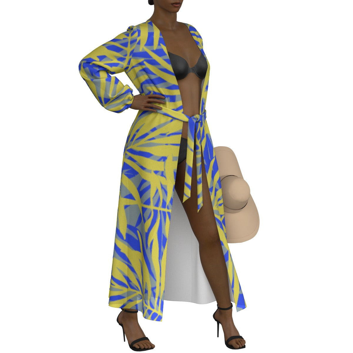 All-Over Print Women's Lace-up Chiffon Robe