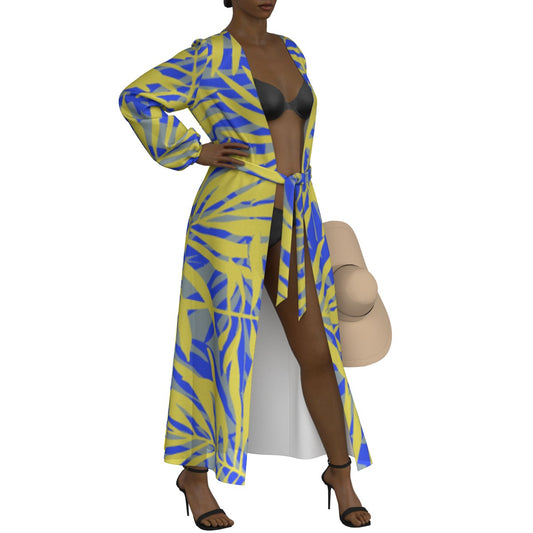 All-Over Print Women's Lace-up Chiffon Robe