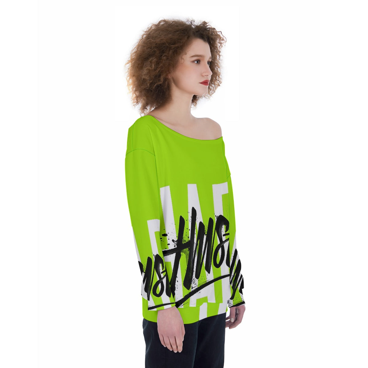 All-Over Print Oversized Women's Off-Shoulder Sweatshirt