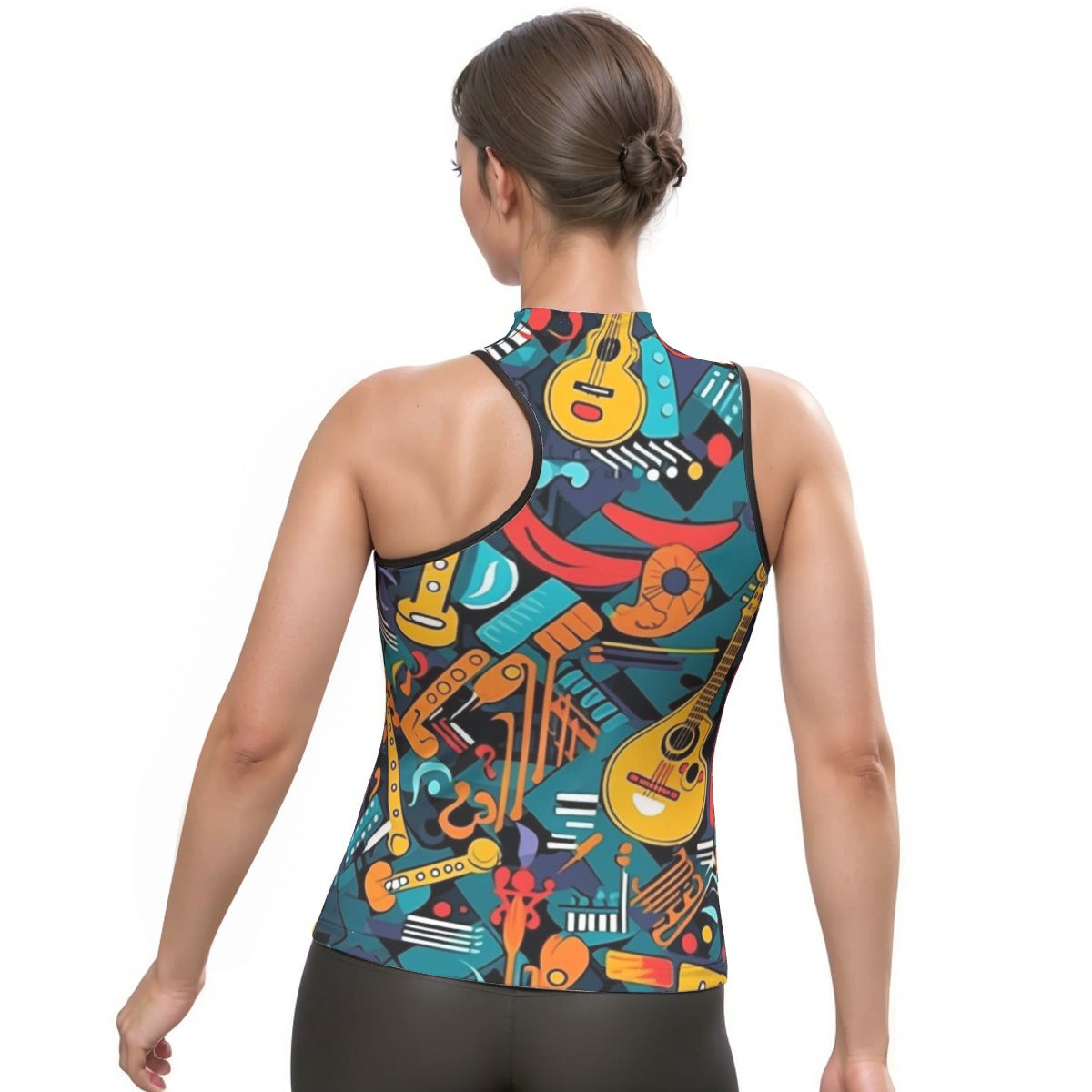 All-Over Print Women's Halter Sleeveless Asymmetrical Tank Top