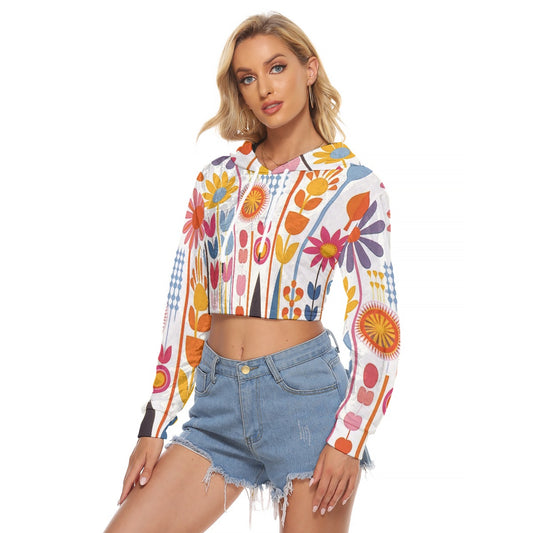 All-Over Print Women's Crop Top Hoodie|Velvet