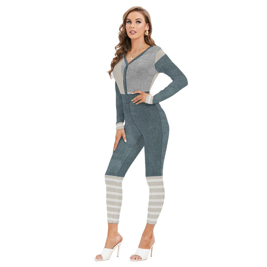 All-Over Print Women's Plunging Neck Jumpsuit