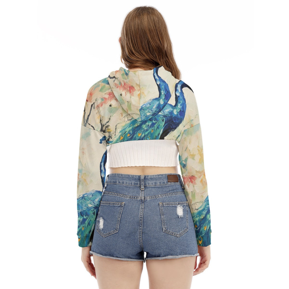 All-Over Print Women's Smock Short Hoodie With Long Sleeve