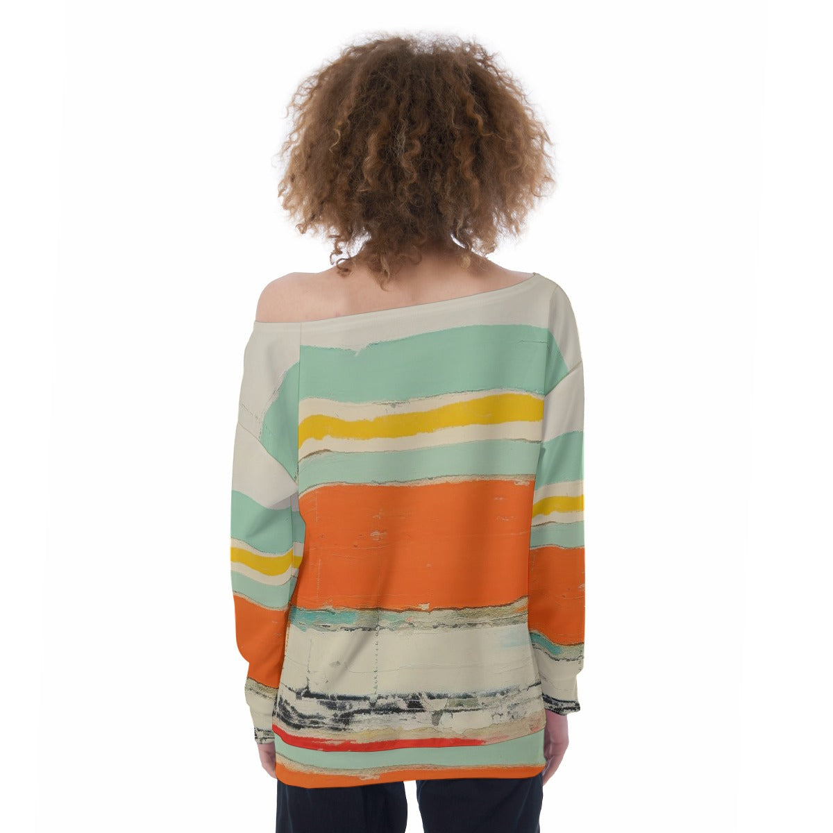 All-Over Print Oversized Women's Off-Shoulder Sweatshirt