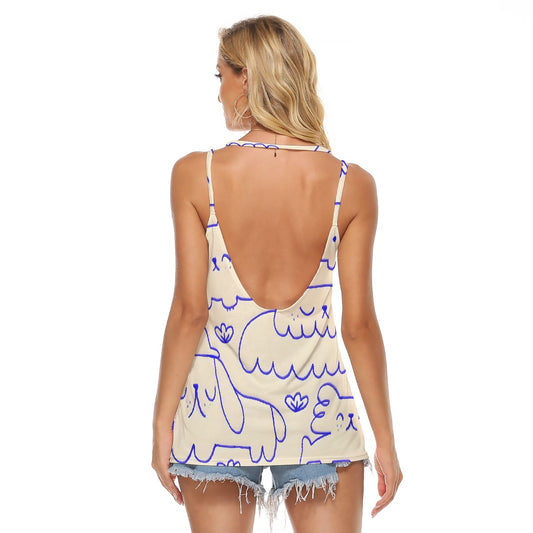 All-Over Print Women's Halter Top With Backless