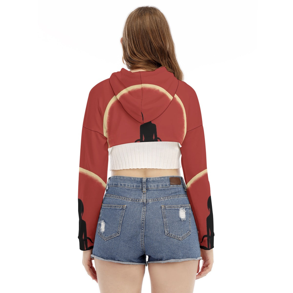 All-Over Print Women's Smock Short Hoodie With Long Sleeve