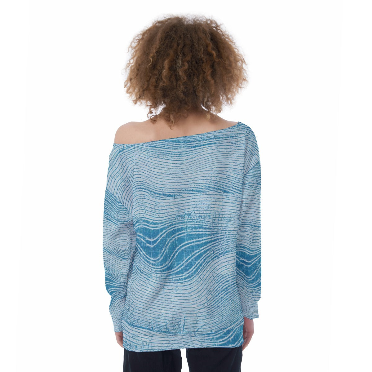 All-Over Print Oversized Women's Off-Shoulder Sweatshirt