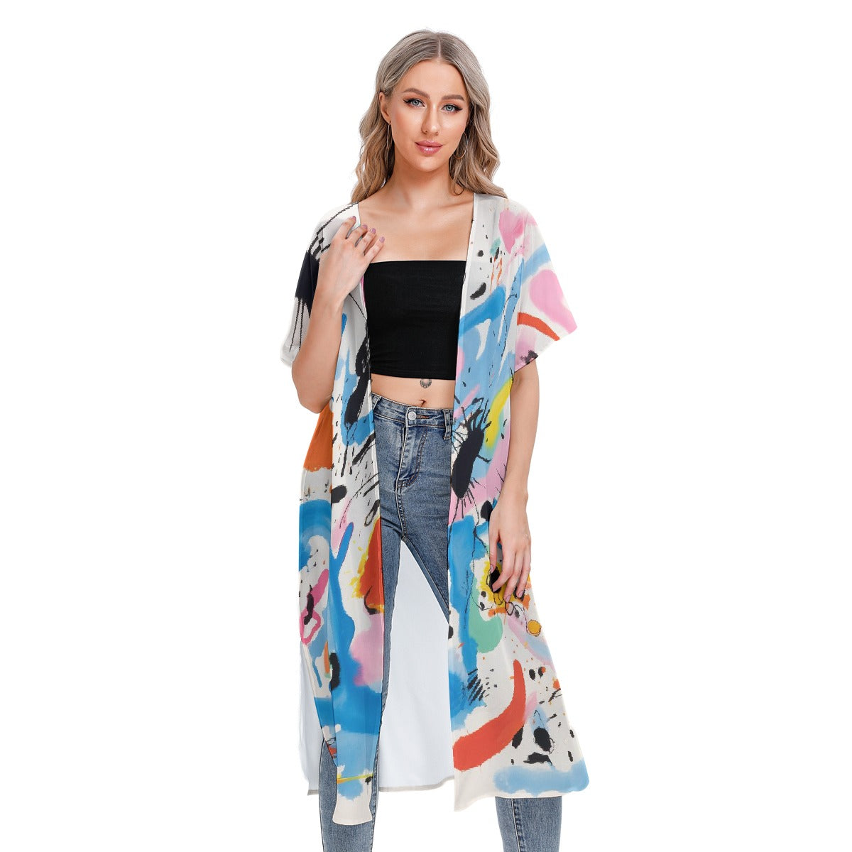 All-Over Print Women's Short Sleeve Cardigan