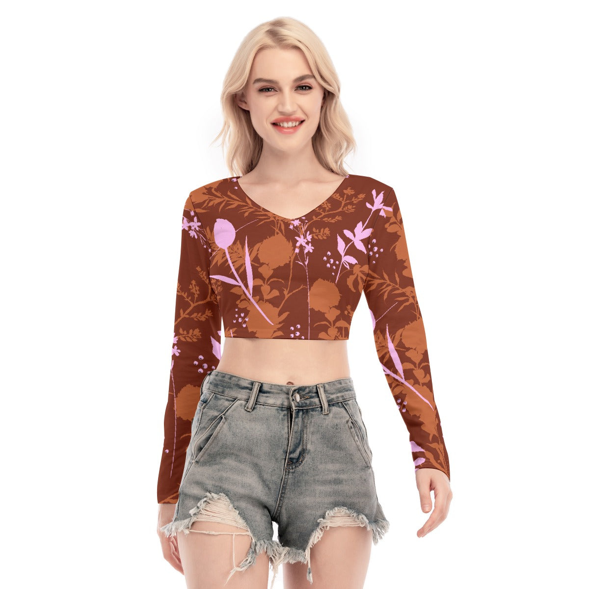 All-Over Print Women's Back Hollow T-shirt With Strap