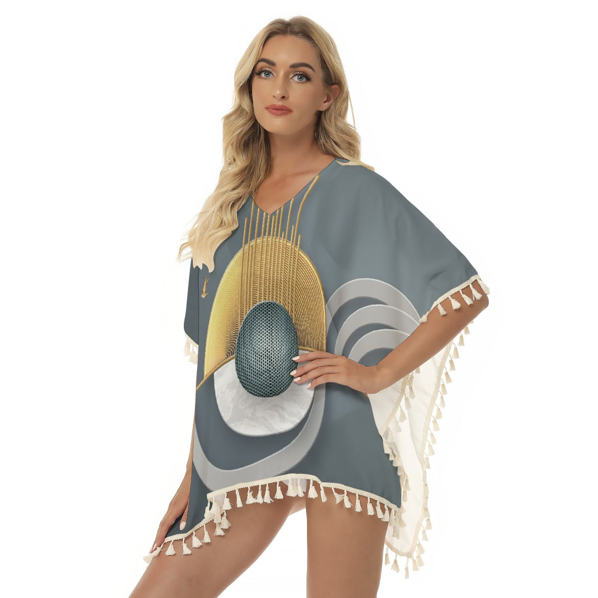 All-Over Print Women's Square Fringed Shawl