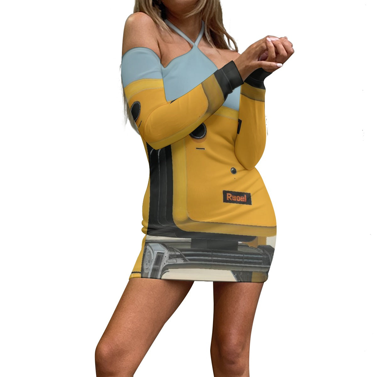 All-Over Print Women's Halter Lace-up Dress