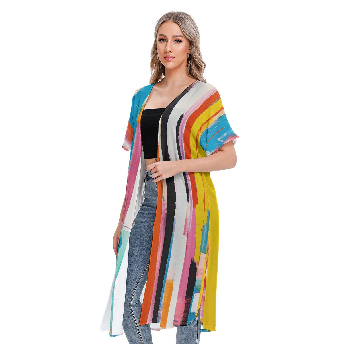 All-Over Print Women's Short Sleeve Cardigan