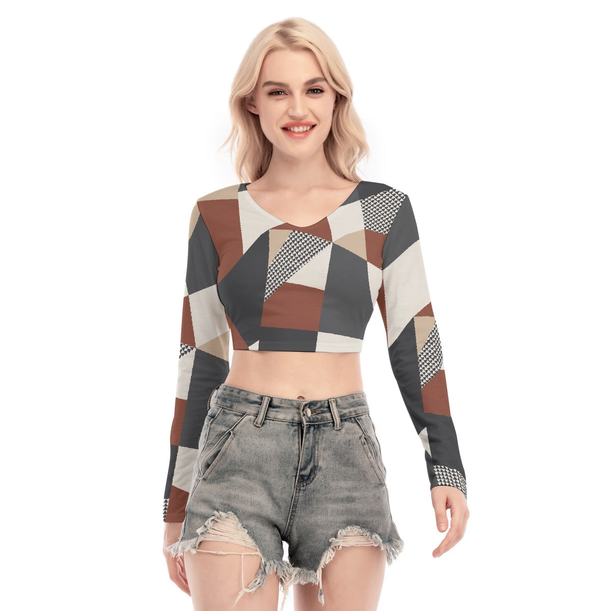 All-Over Print Women's Back Hollow T-shirt With Strap