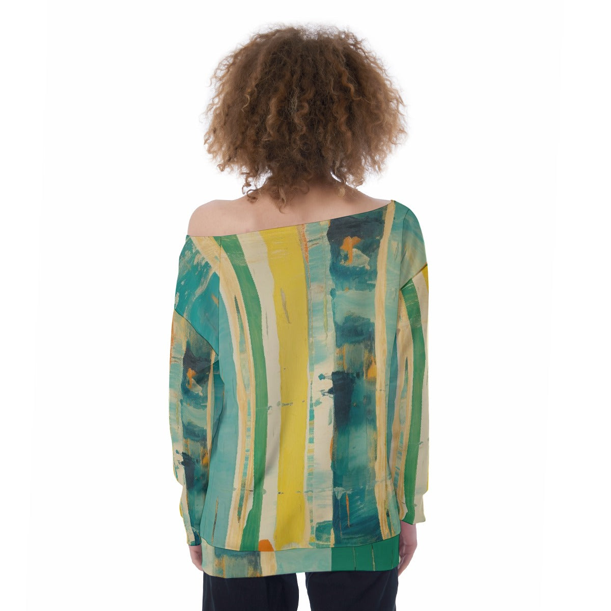 All-Over Print Oversized Women's Off-Shoulder Sweatshirt