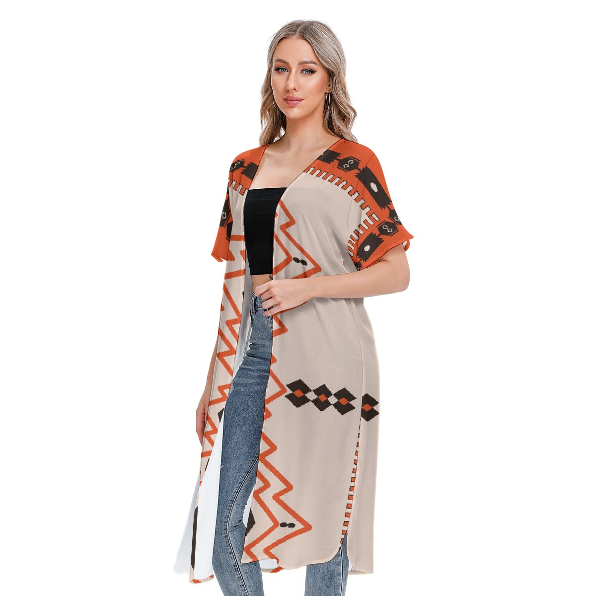 All-Over Print Women's Short Sleeve Cardigan