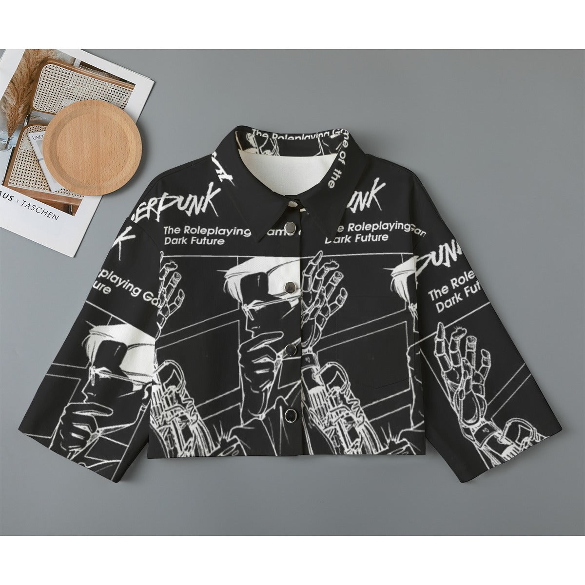 All-Over Print Women's Cropped Jacket | 245GSM Cotton