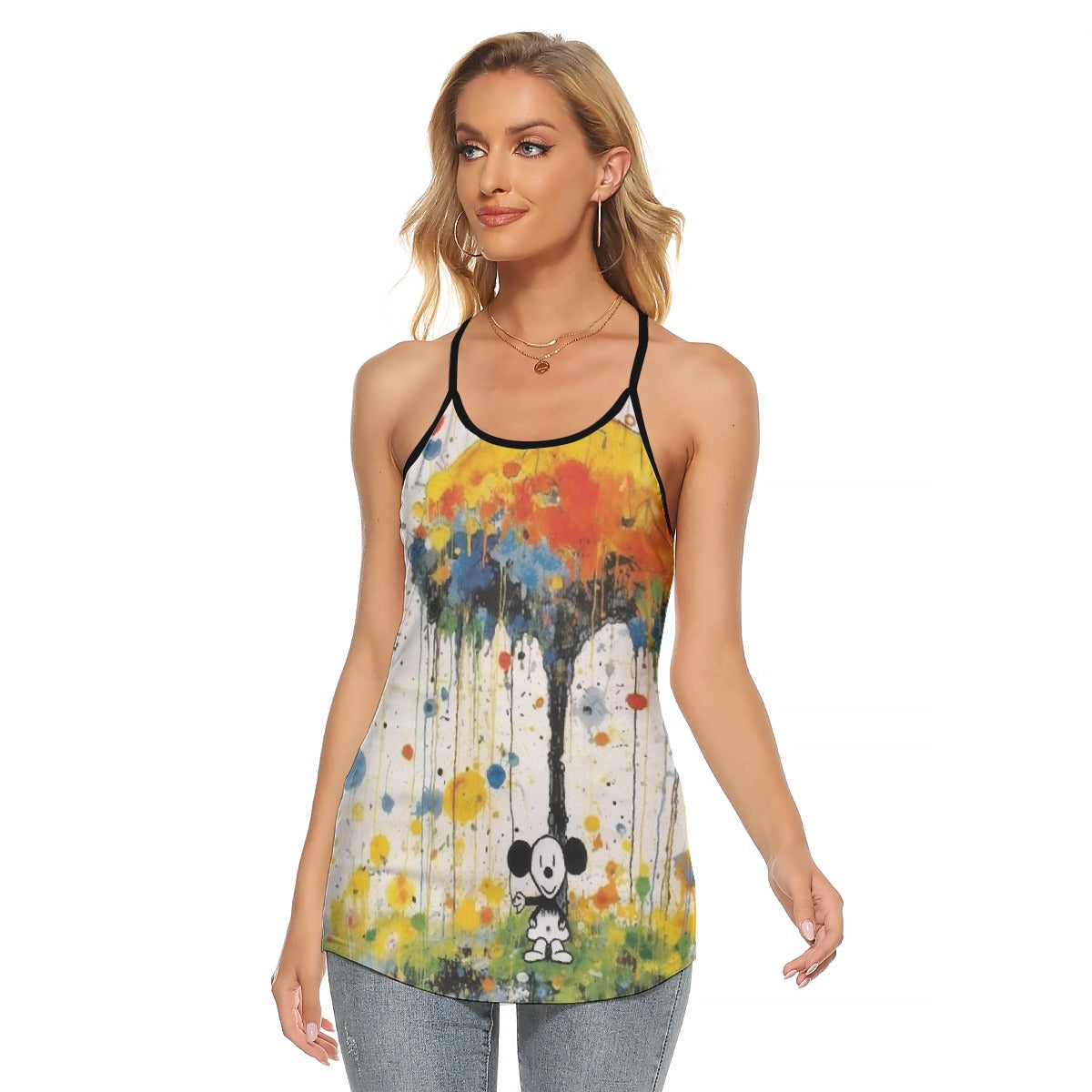 All-Over Print Women's Criss-Cross Open Back Tank Top