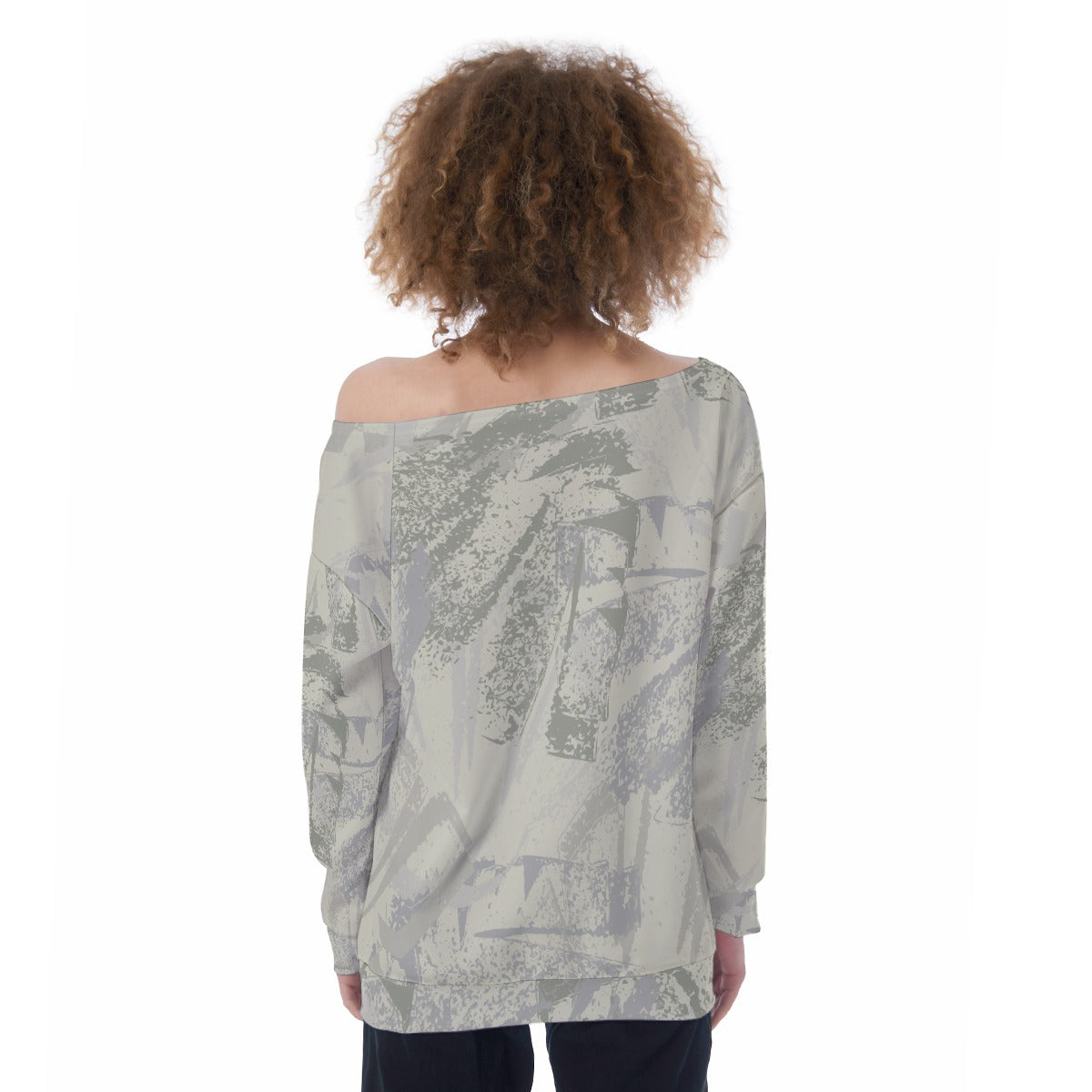 All-Over Print Oversized Women's Off-Shoulder Sweatshirt