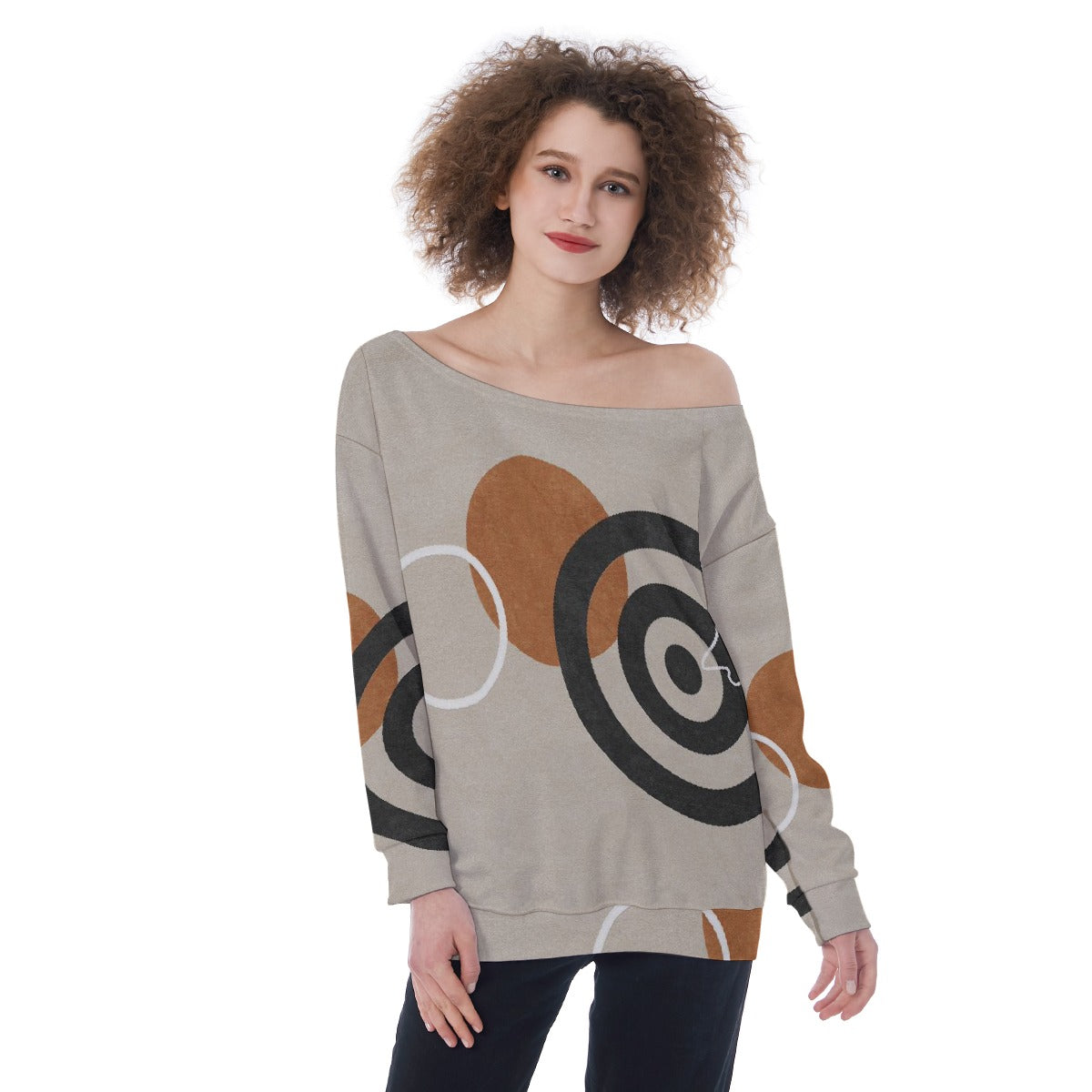 All-Over Print Oversized Women's Off-Shoulder Sweatshirt