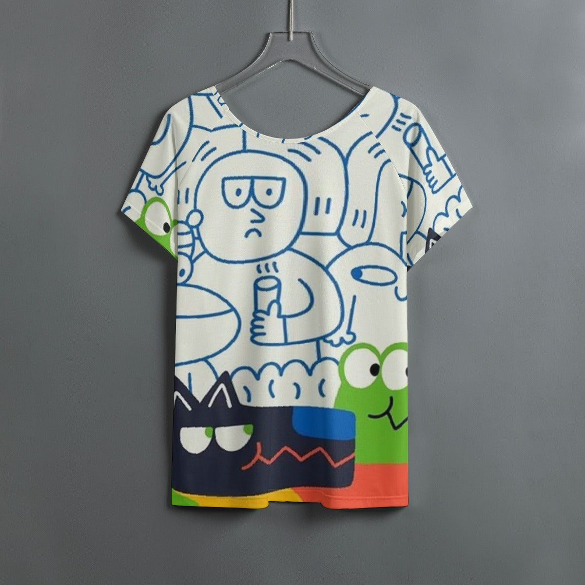 All-Over Print Women's Round Neck T-shirt With Raglan Sleeve
