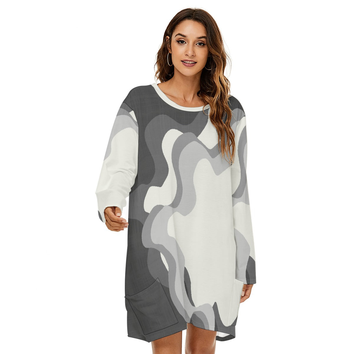 All-Over Print  Women's Loose Crew Neck Dress