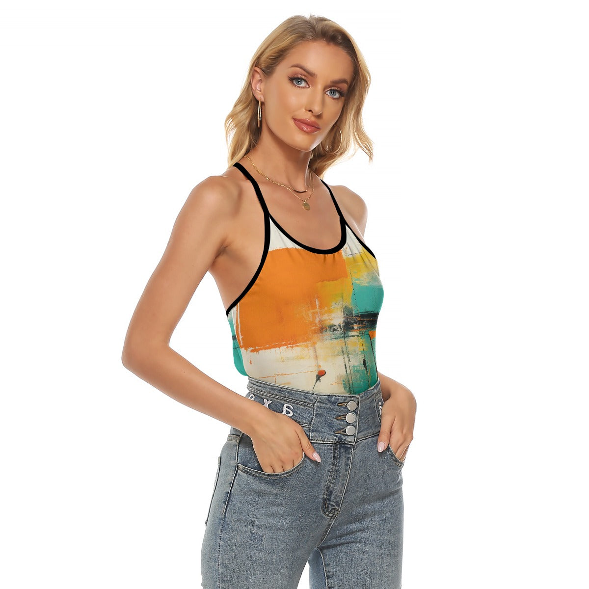 All-Over Print Women's Criss-Cross Open Back Tank Top