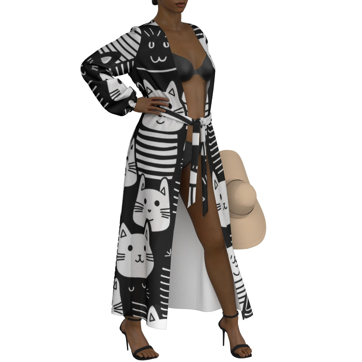 All-Over Print Women's Lace-up Chiffon Robe