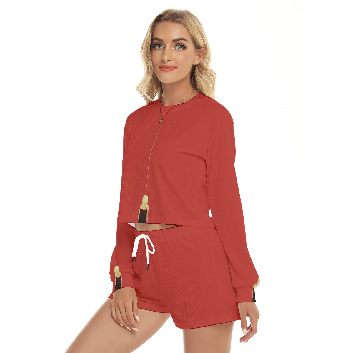 All-Over Print Women's Short Sweatshirt And Pants Suit