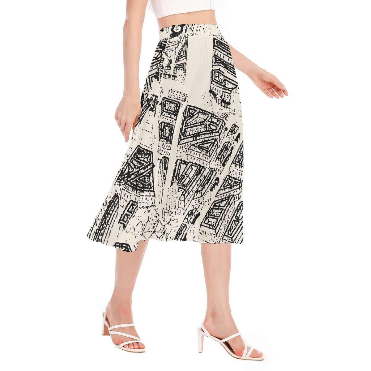 All-Over Print Women's Long Section Chiffon Skirt