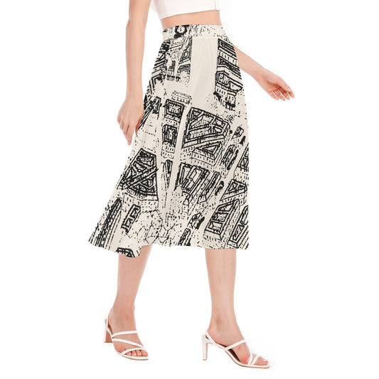All-Over Print Women's Long Section Chiffon Skirt