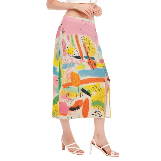 All-Over Print Women's High Slit Long Skirt