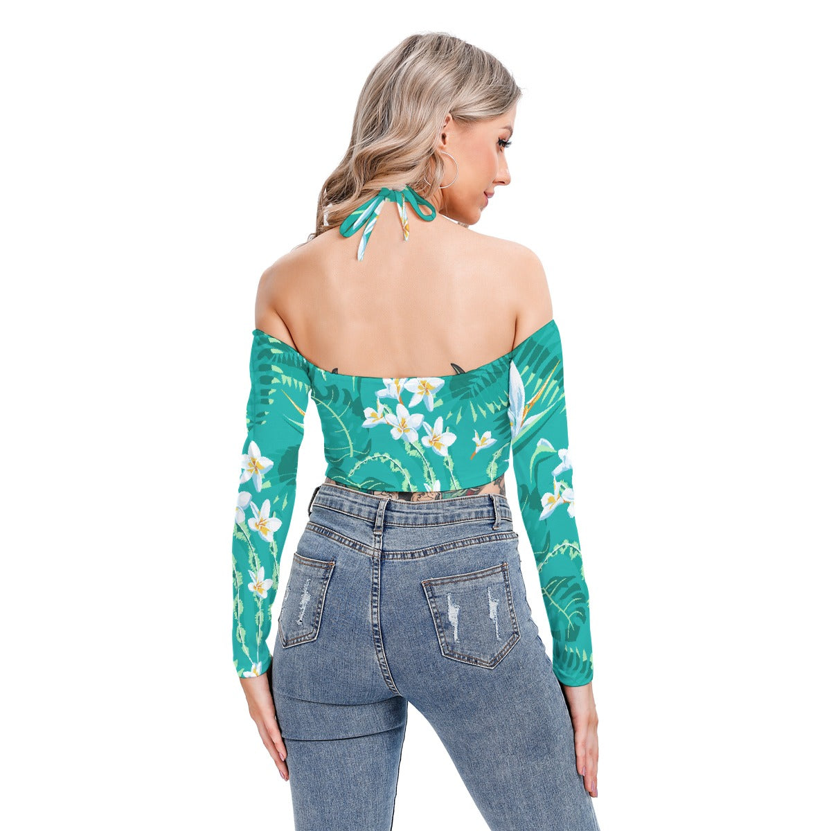 All-Over Print Women's Halter Lace-up Top