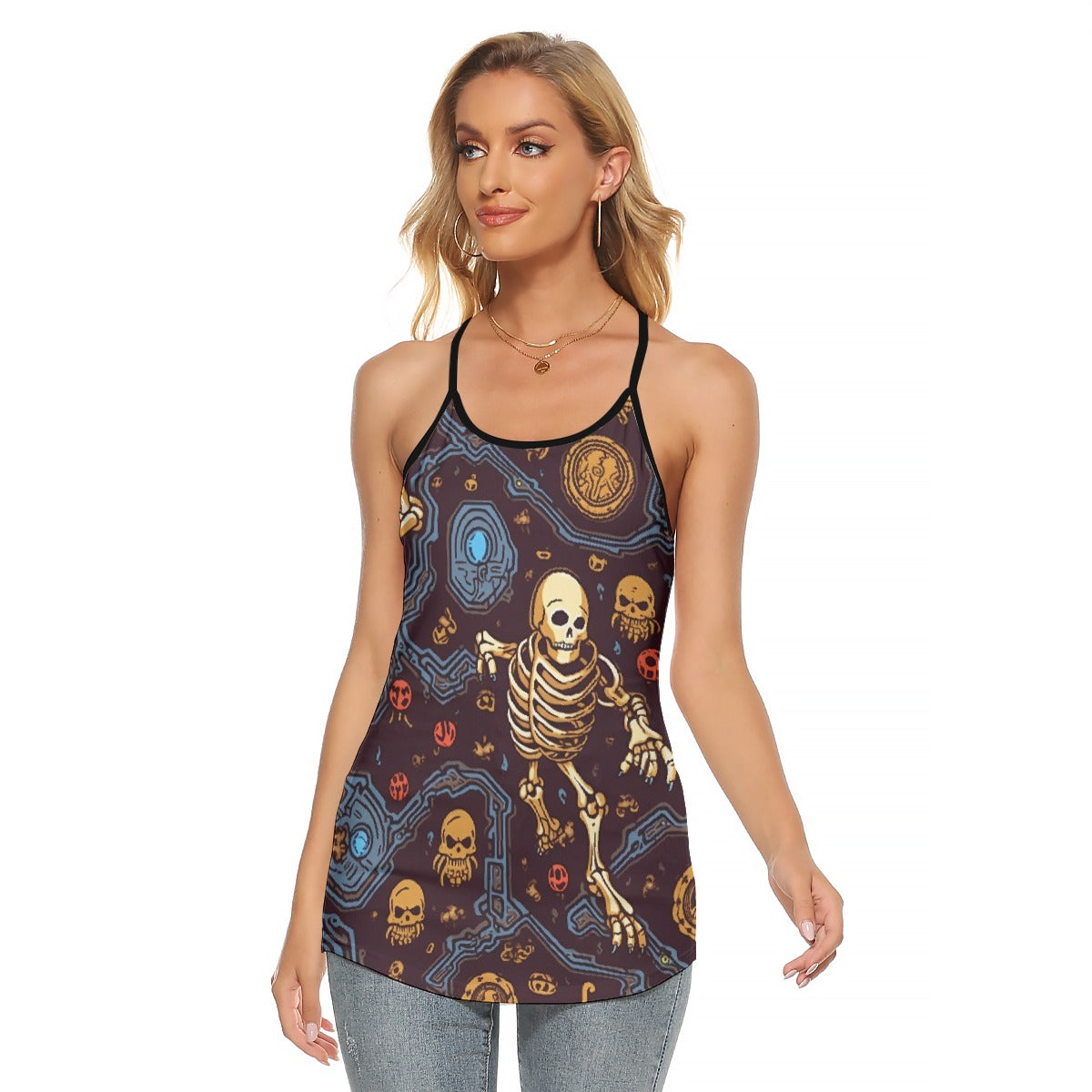 All-Over Print Women's Criss-Cross Open Back Tank Top