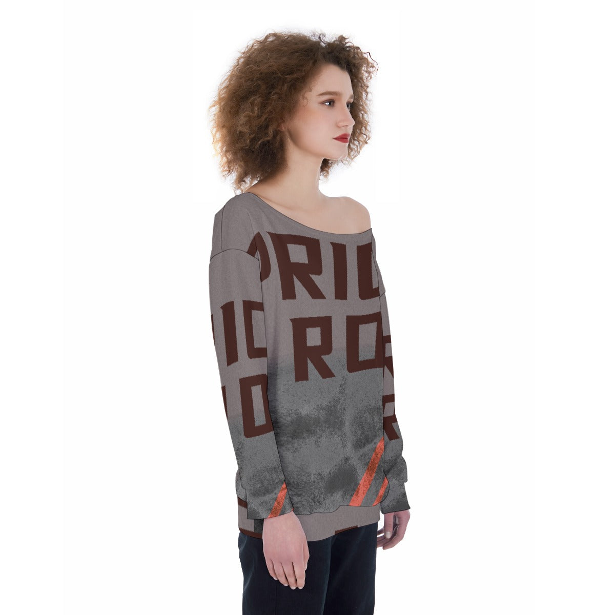 All-Over Print Oversized Women's Off-Shoulder Sweatshirt