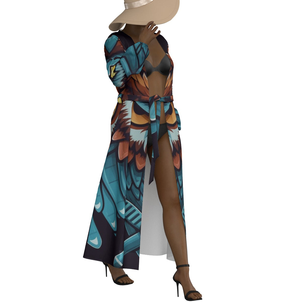 All-Over Print Women's Lace-up Chiffon Robe