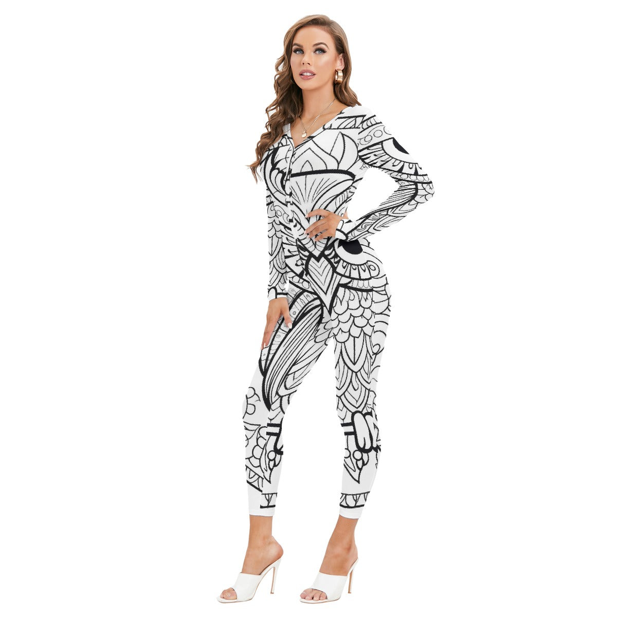 All-Over Print Women's Plunging Neck Jumpsuit